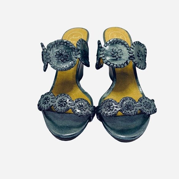 JACK ROGERS Luccia Slide Sandals‎ Silver Grey Metallic Women's Size 10M Wedges - Picture 11 of 13